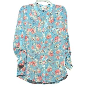 Kut from the Kloth Floral Semi Sheer Blouse